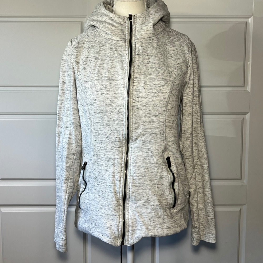 90 Degree Cozy Heather Gray Full Zip‎ Hoodie Yoga Wrist Jacket Fleece Lined M